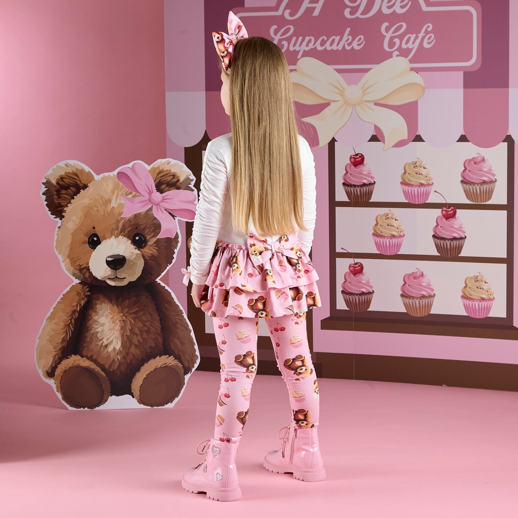 A DEE - Teddy Bear Bakery Madison Bear Print Legging Set - Snow White
