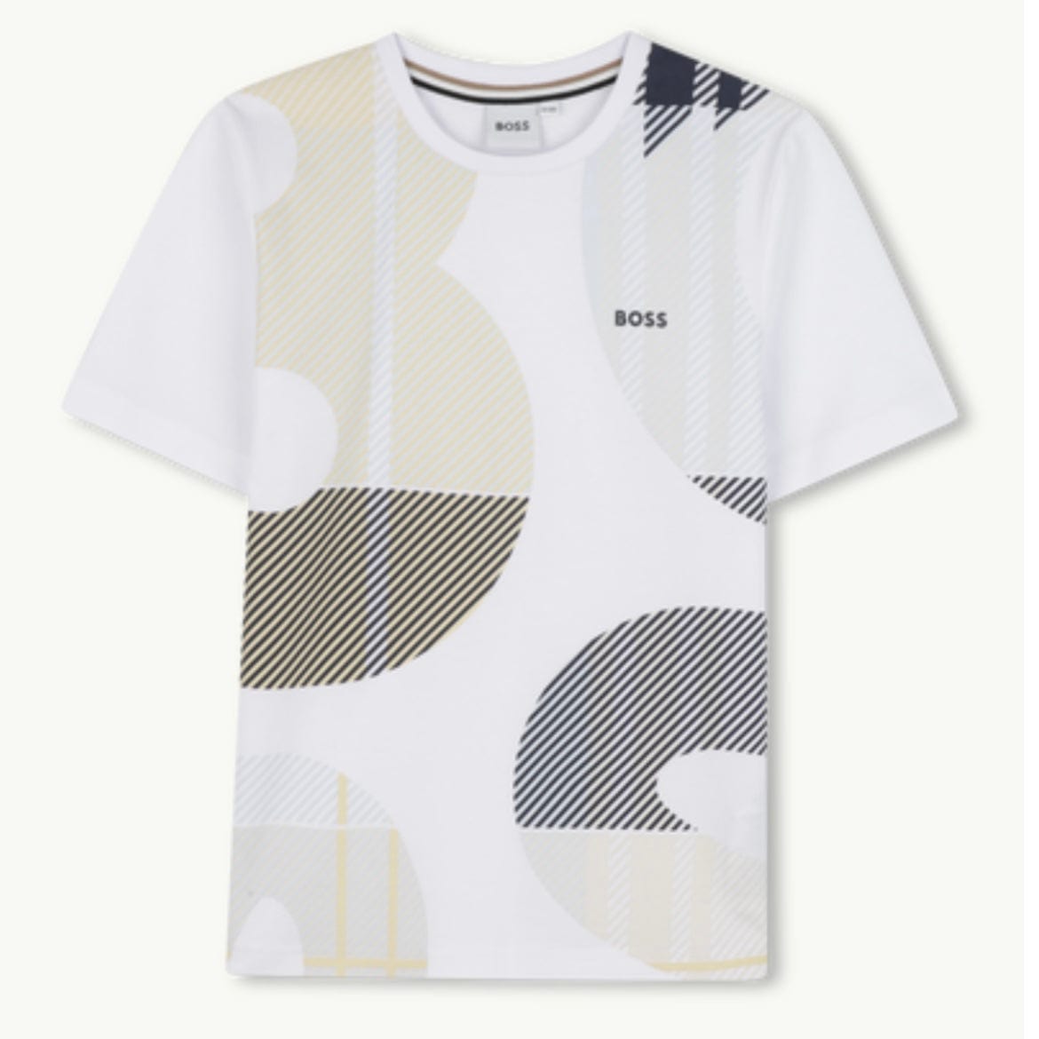 BOSS -  T  Shirt With Abstract Logo- White