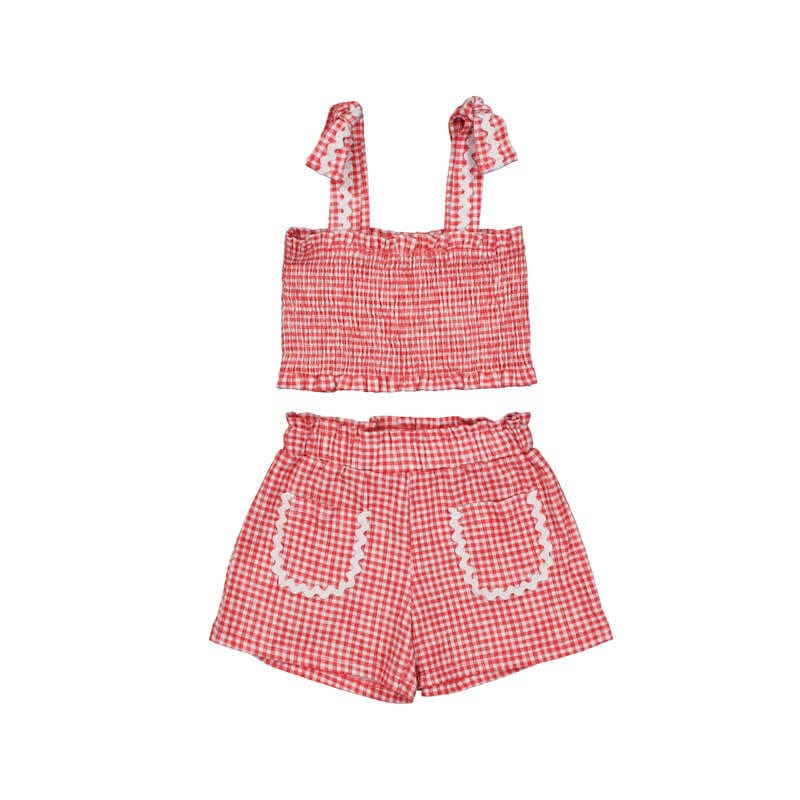 MAYORAL - Gingham Short Set - Poppy Red