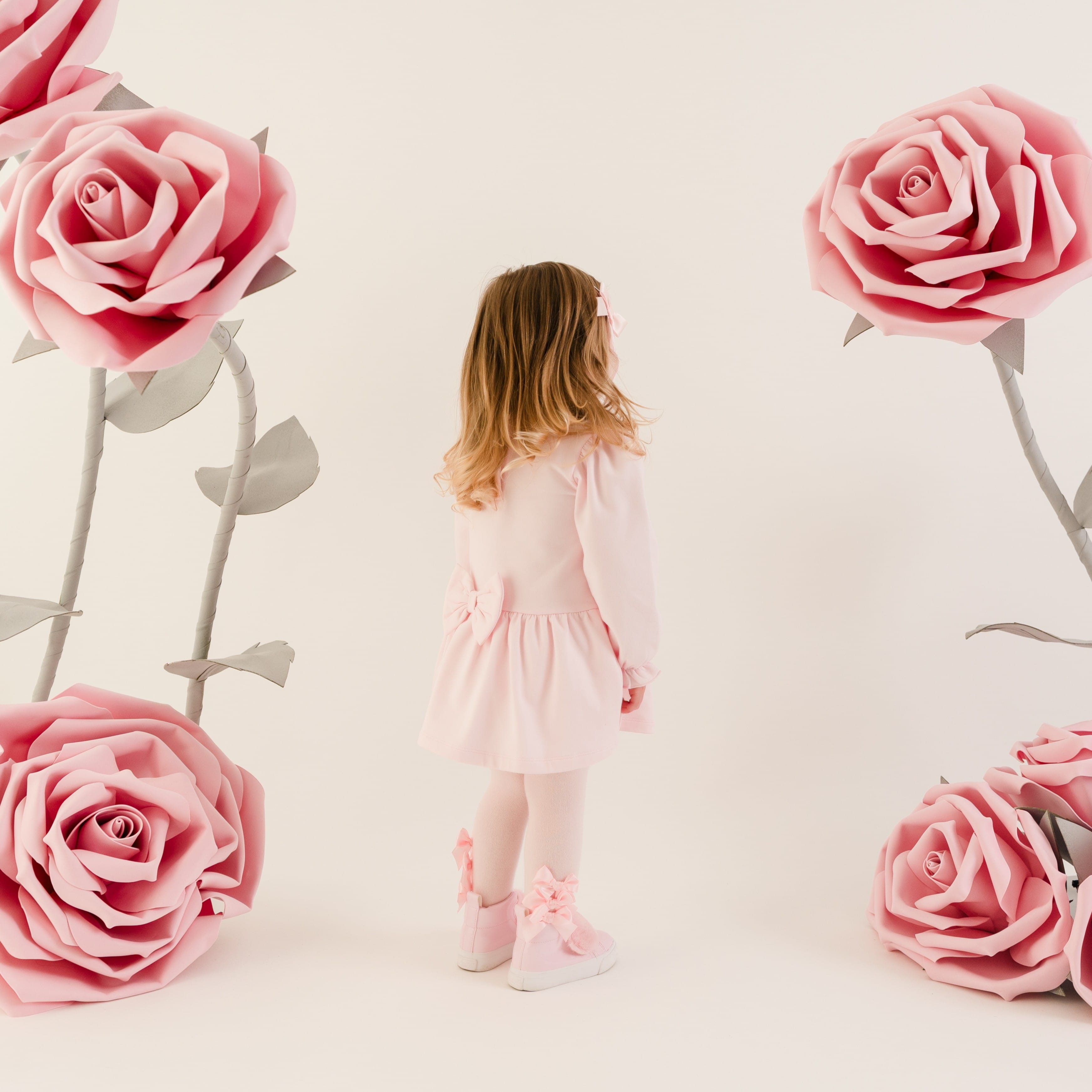 LITTLE A - Little Bloom Dream Fur Initial Dress - Pale Pink