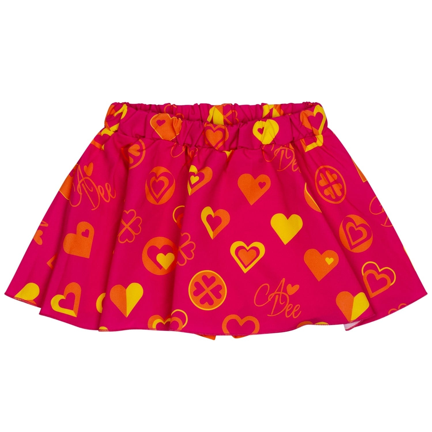 A DEE - Monica Bold Hearts Colour Block Heart Print Skirt Set - Hot Pink