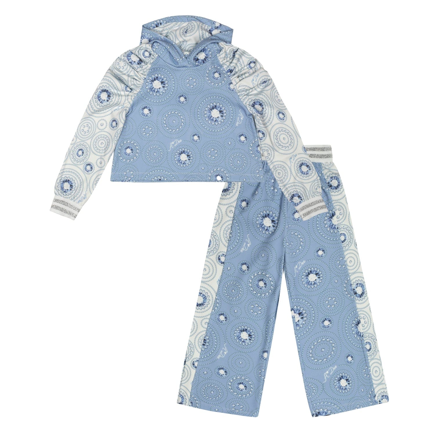 A DEE - A Dee On Ice Paula 2 Tone Diamond Print Tracksuit - Iced Blue