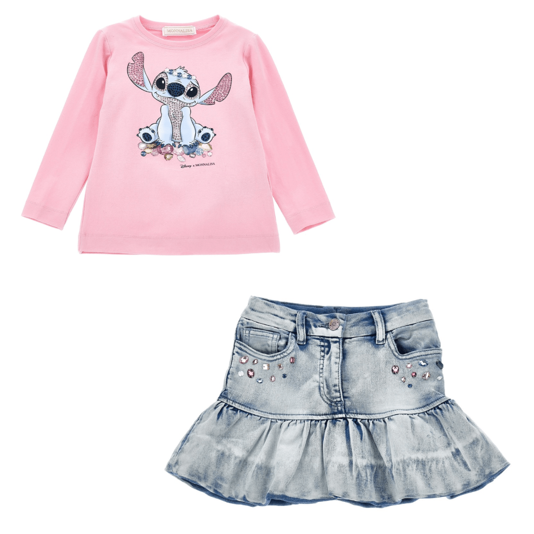 MONNALISA - Lilo & Stitch Skirt Set - Pink