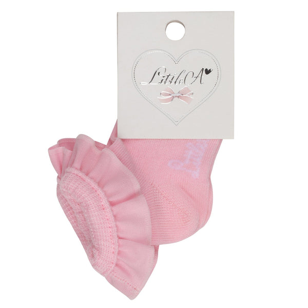 LITTLE A - Jinny Pastel Hearts Ankle Sock - Pink
