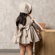 ABUELA TATA - Ava Baby Dress & Bonnet - Camel