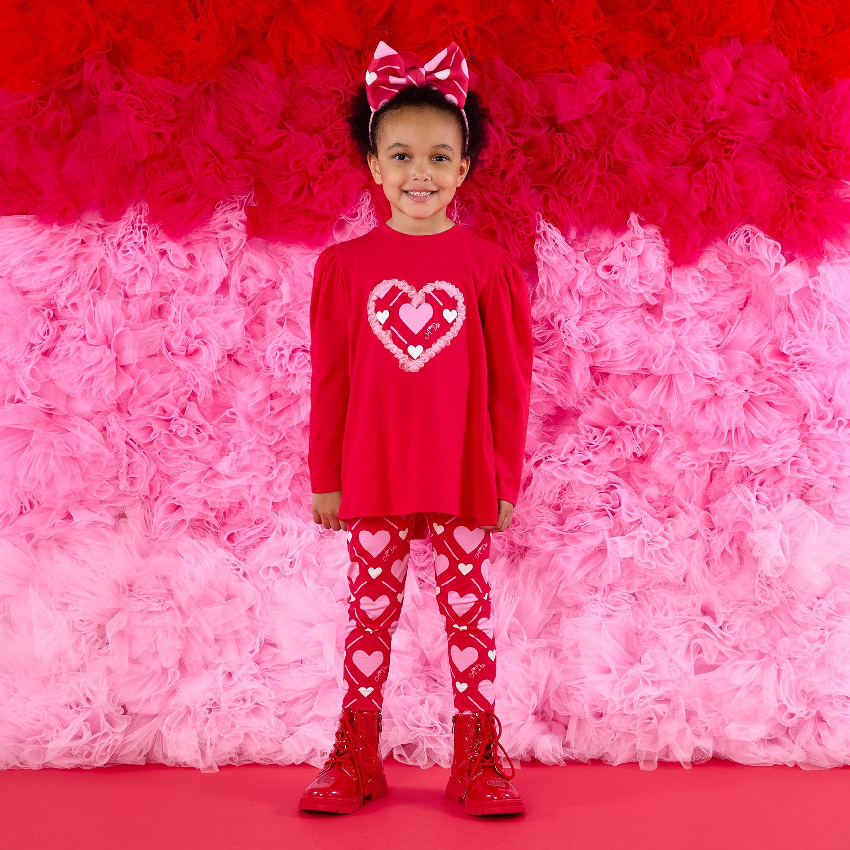 A DEE - Love Story Lola Heart Print Legging Set - Vibrant Red