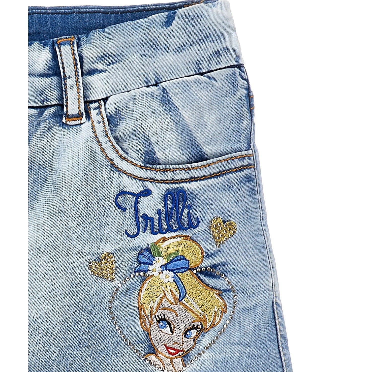 MONNALISA - Tinkerbell Three Piece Denim Set - White