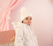 LITTLE A - Cute As A Cupcake Kaia Heart Embroidery Puff Hooded Jacket - Snow White
