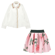 MONNALISA - Rose Blouse & Skirt Set - Pink