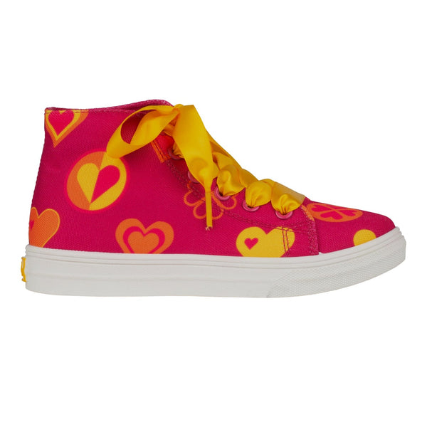 A DEE - Jazzy Bold Hearts Printed Canvas High Top - Hot Pink
