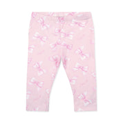 LITTLE A - Perfectly Pink Oriana Bow Print Legging Set - White