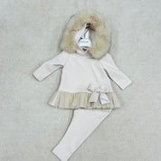 Bimbalo - Fur Hooded Leggings Set - Camel