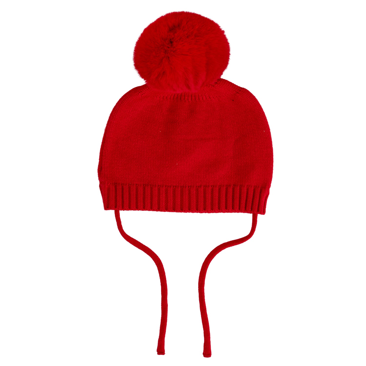 LITTLE A - Festive Heart Pom Pom Hat - Red