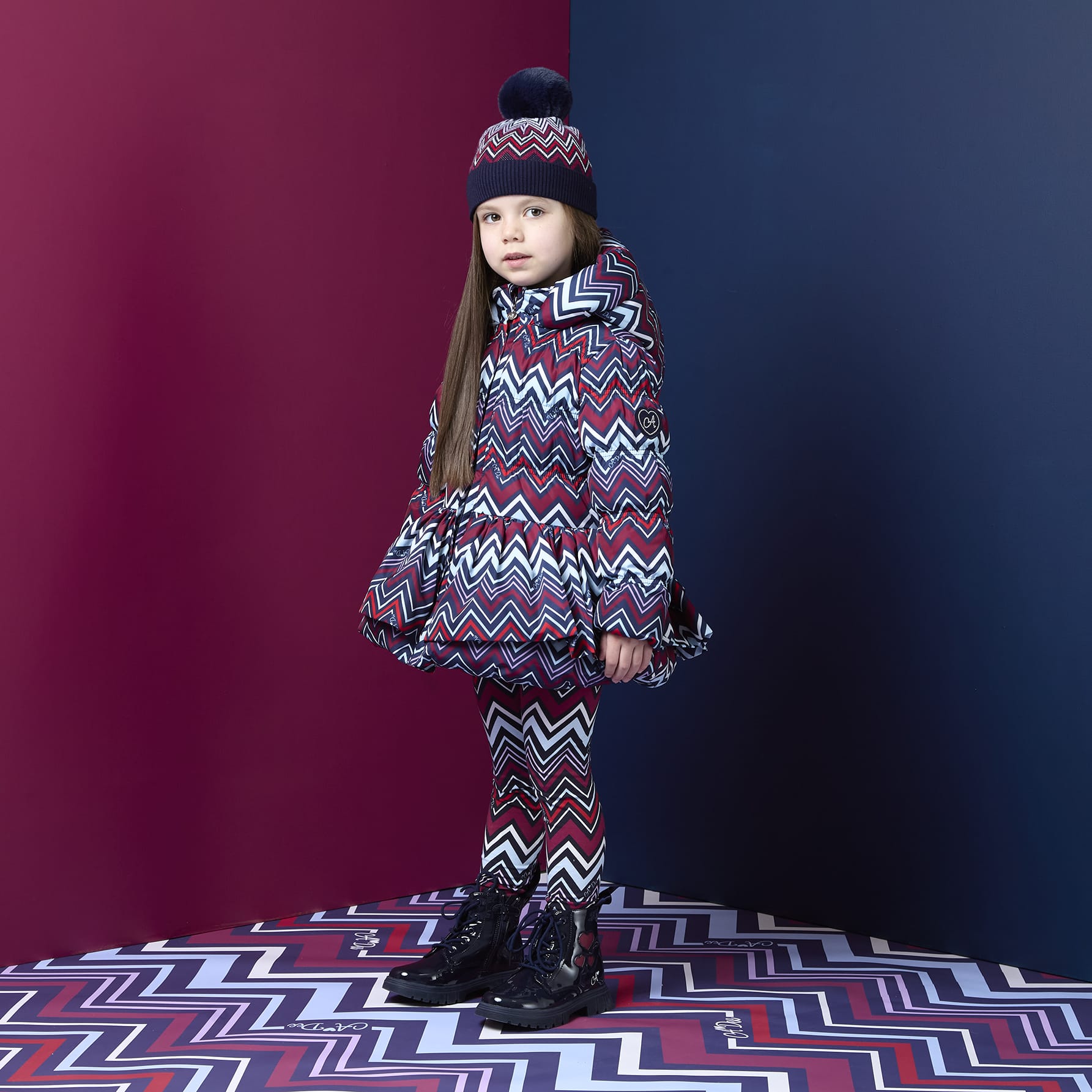 A DEE - Chevron Charm Ava Chevron Print Jacket - Navy