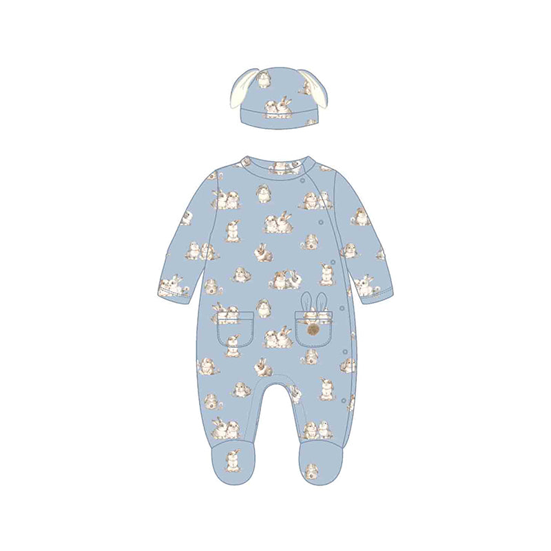 MAYORAL - Bunny Babygrow With Hat - Blue