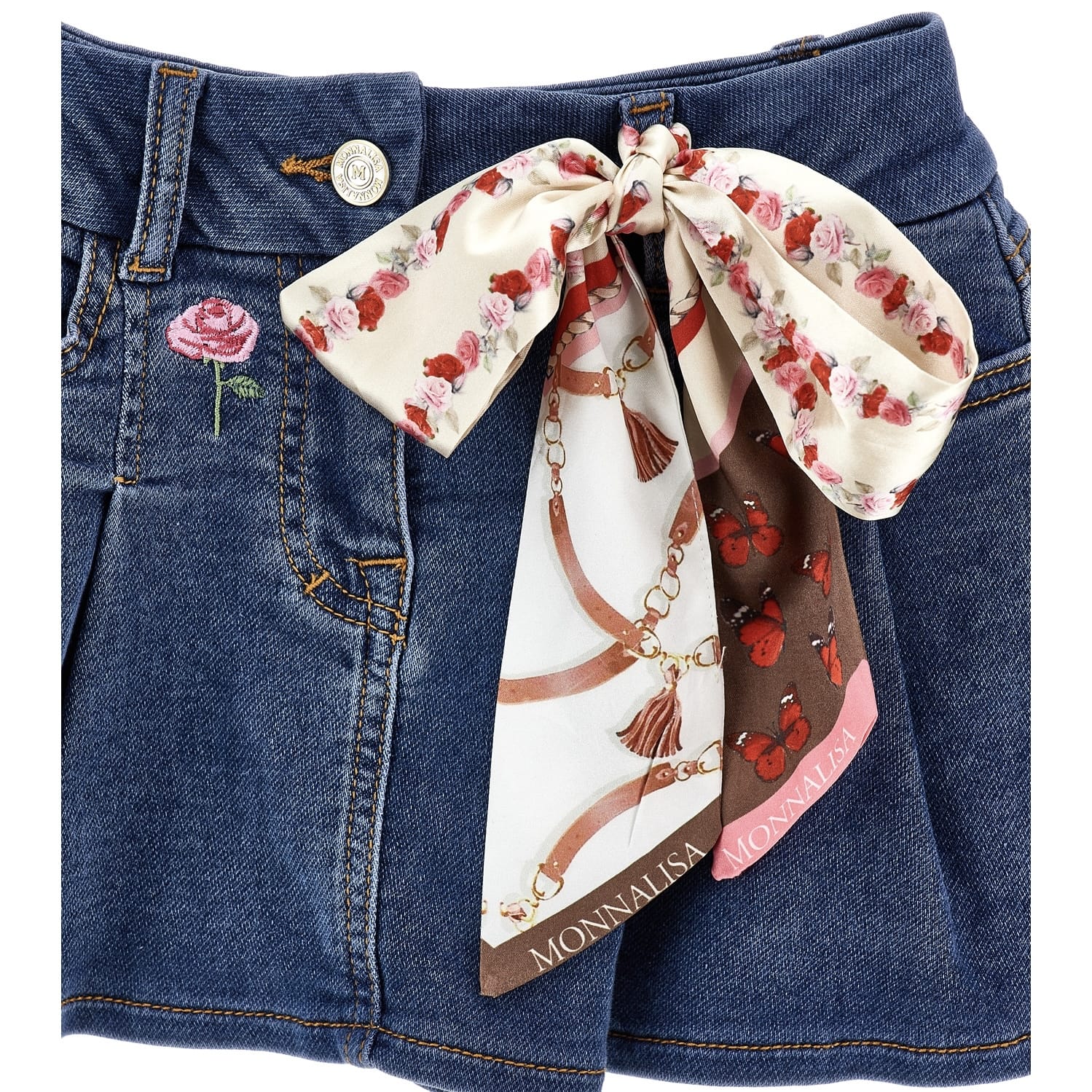 MONNALISA - Toy Story Blouse, Jumper & Denim Skirt Set - Cream