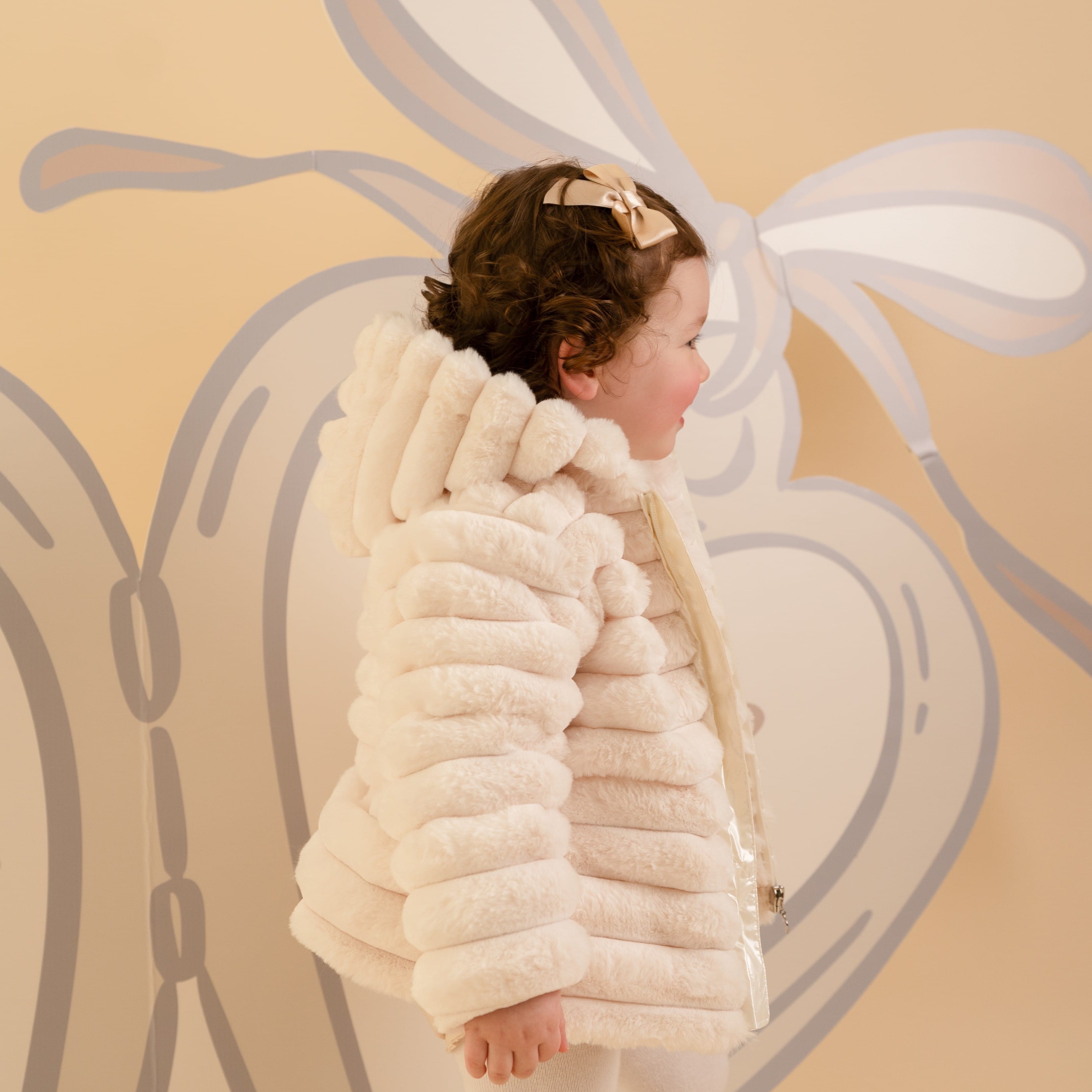 LITTLE A - Little Locket Dixie Fur Jacket - Snow White