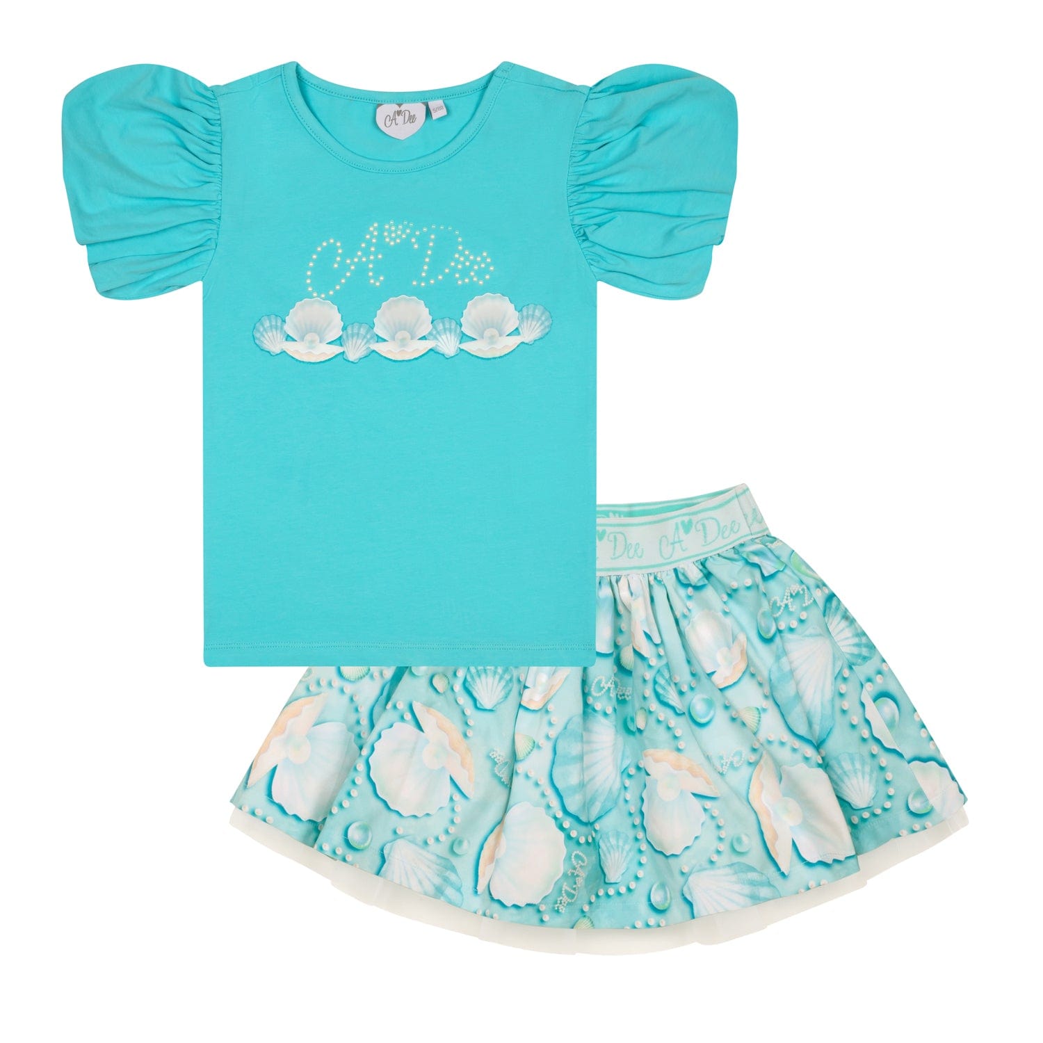A DEE - Olive Ocean Pearl Print Skirt Set - Aruba Blue