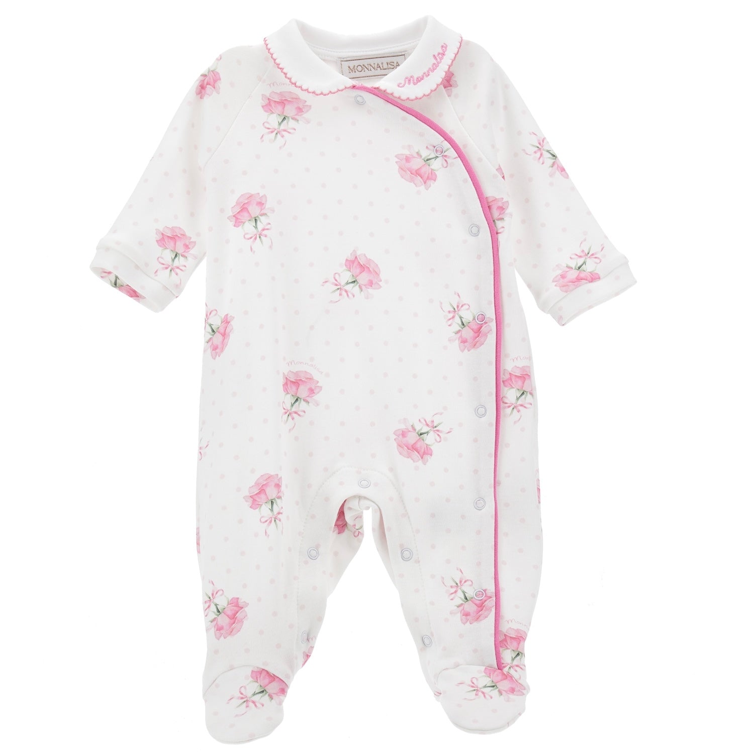 MONNALISA - Rose  Print Babygrow - White