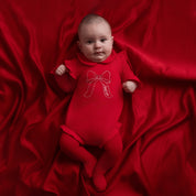 LITTLE A - Little Locket Eleisha Sweat Romper - Red