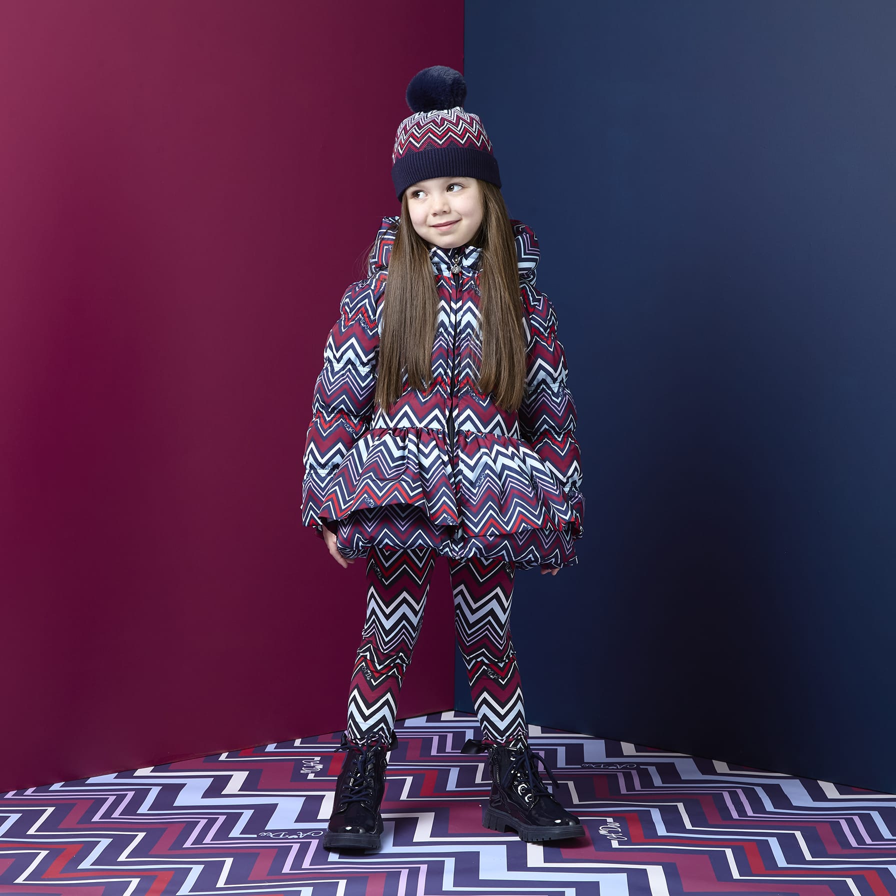 A DEE - Chevron Charm Ava Chevron Print Jacket - Navy