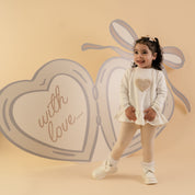 LITTLE A - Little Locket Demi Fur Heart Legging Set - Snow White