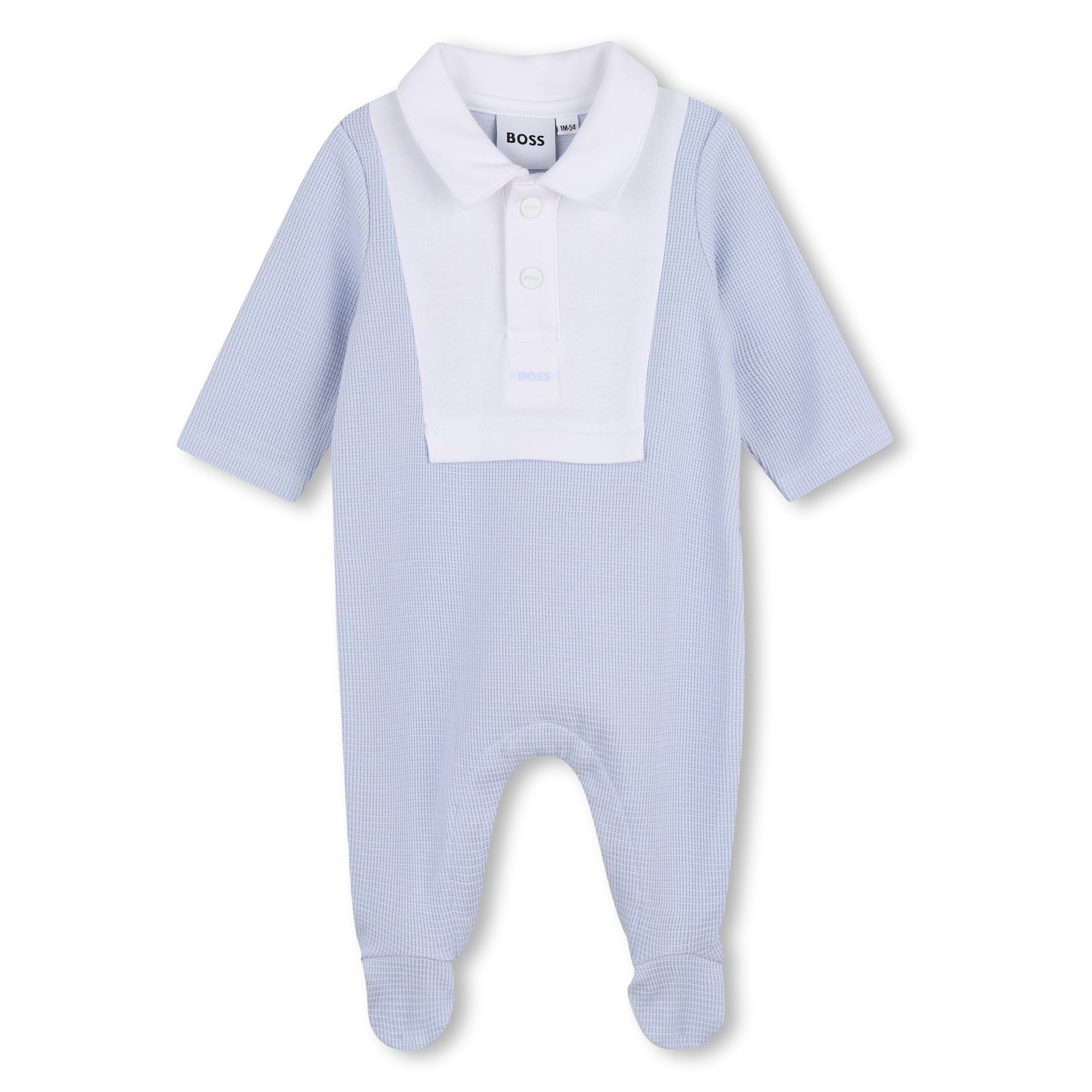 BOSS - Collar Bib Babygrow  -  Blue