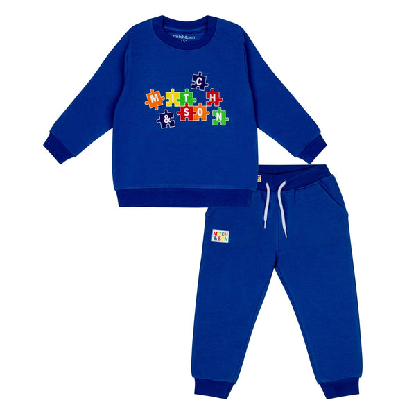 MITCH & SON - Vex Primary Puzzles Jigsaw Sweat Tracksuit - Blue