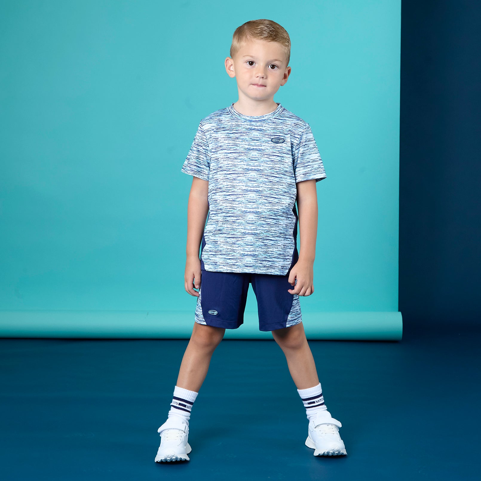 MITCH & SON - Hector JNR Space Dye Poly Short Set - Bright White