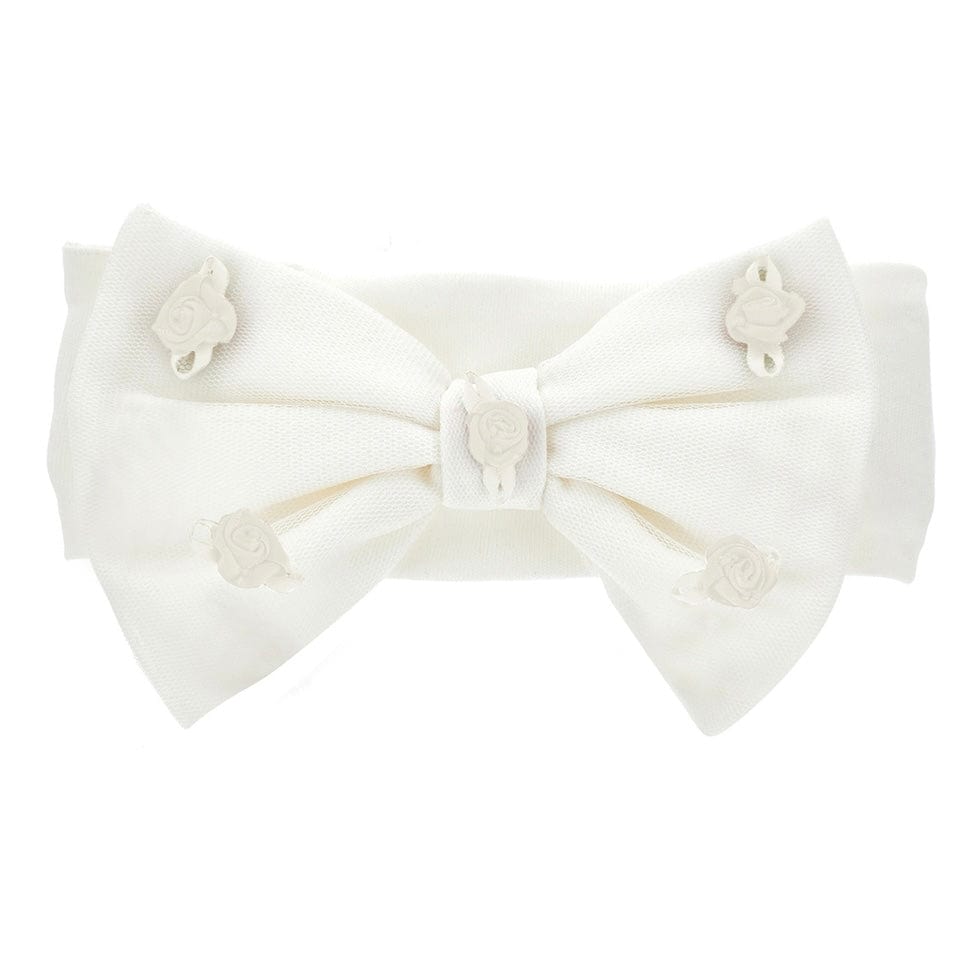 MONNALISA - Rose Bud & Lace Hairband - Ivory