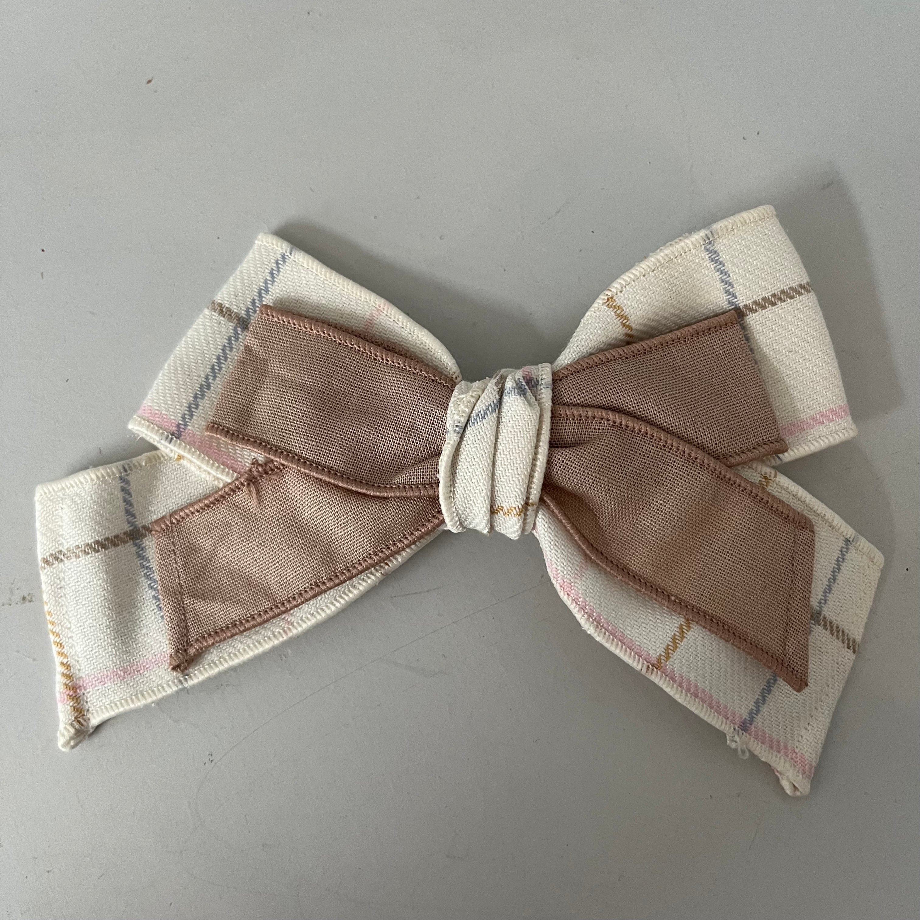 BABINE -Check Bow Clip - Cream