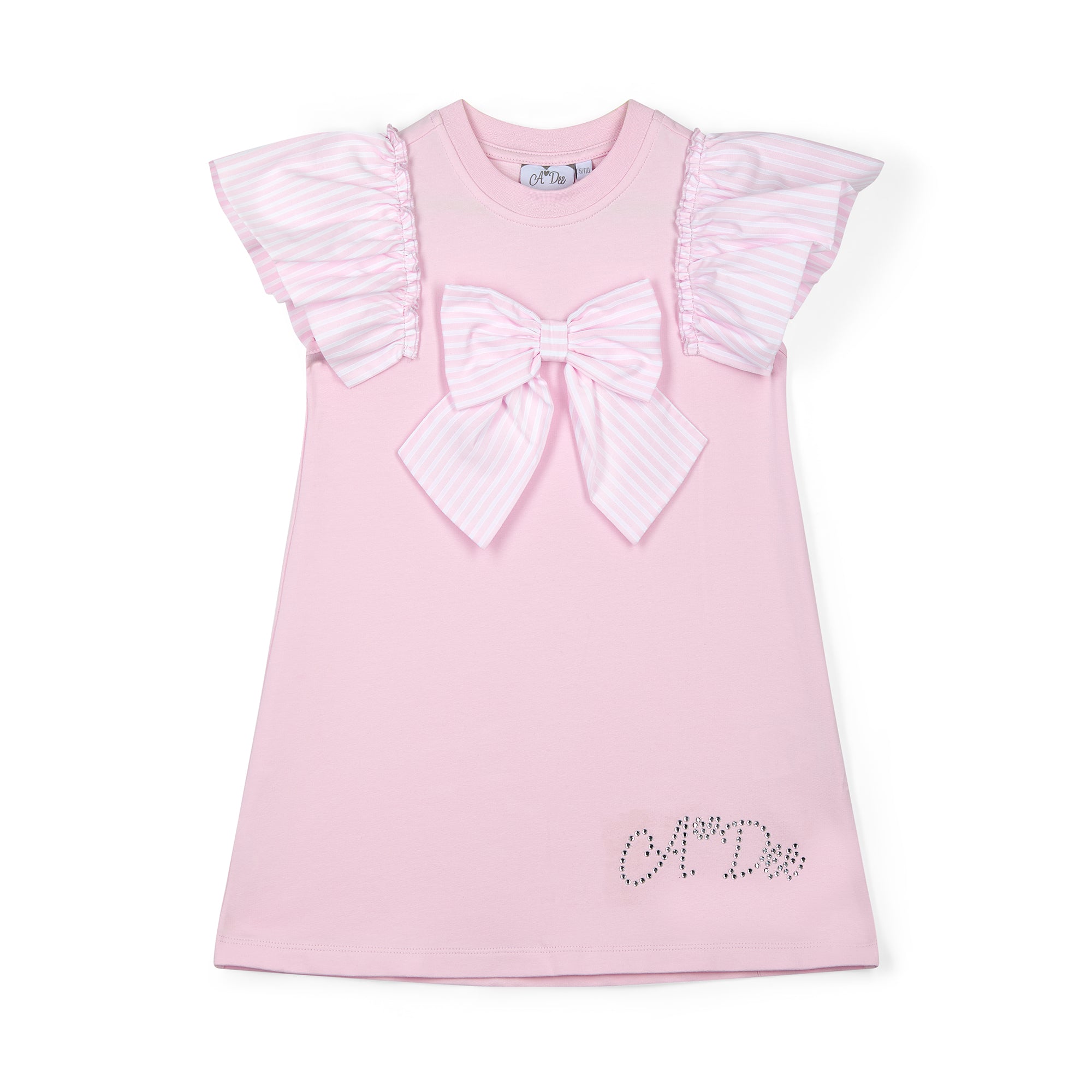 A DEE - Cali Heavenly Hydrangea Sweat Dress With Large Bow - Pink Blossom