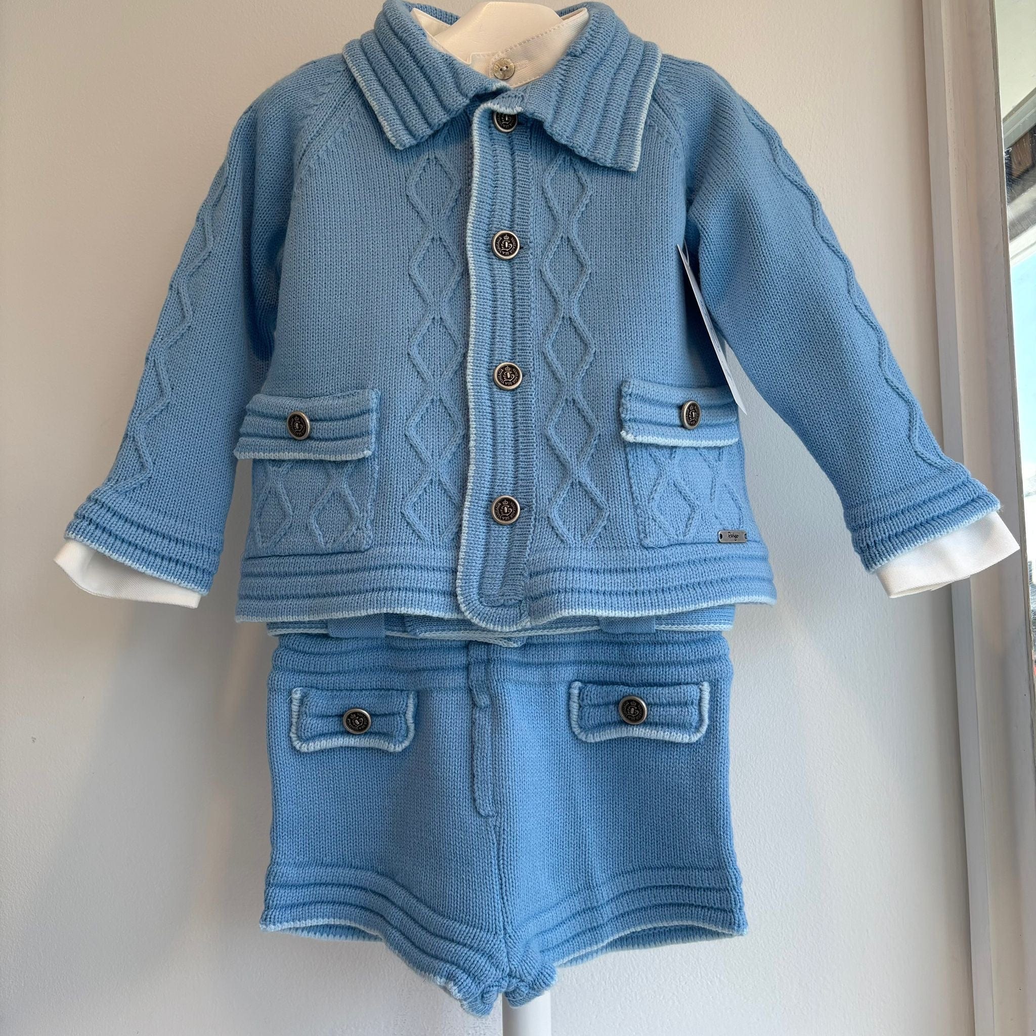 Rahigo - Three Piece Short Set With Blue Trim -  Blue