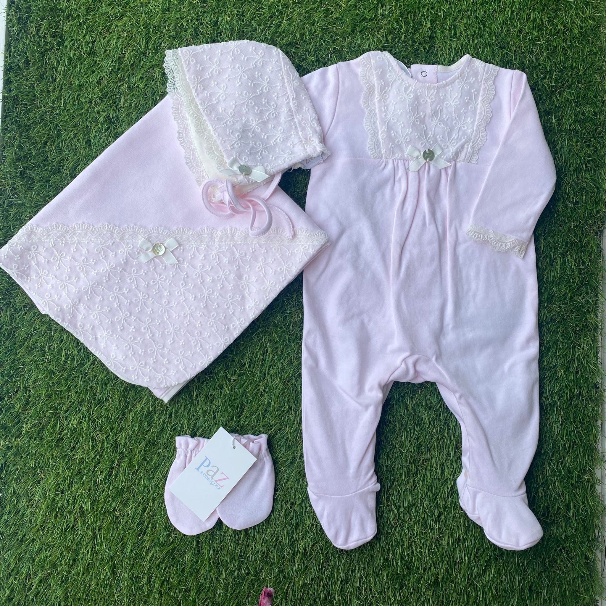 PAZ RODRIGUEZ - Lace Detail Baby Layette Set - Pink