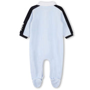 HUGO BOSS - Velour Collar Babygrow -  Blue