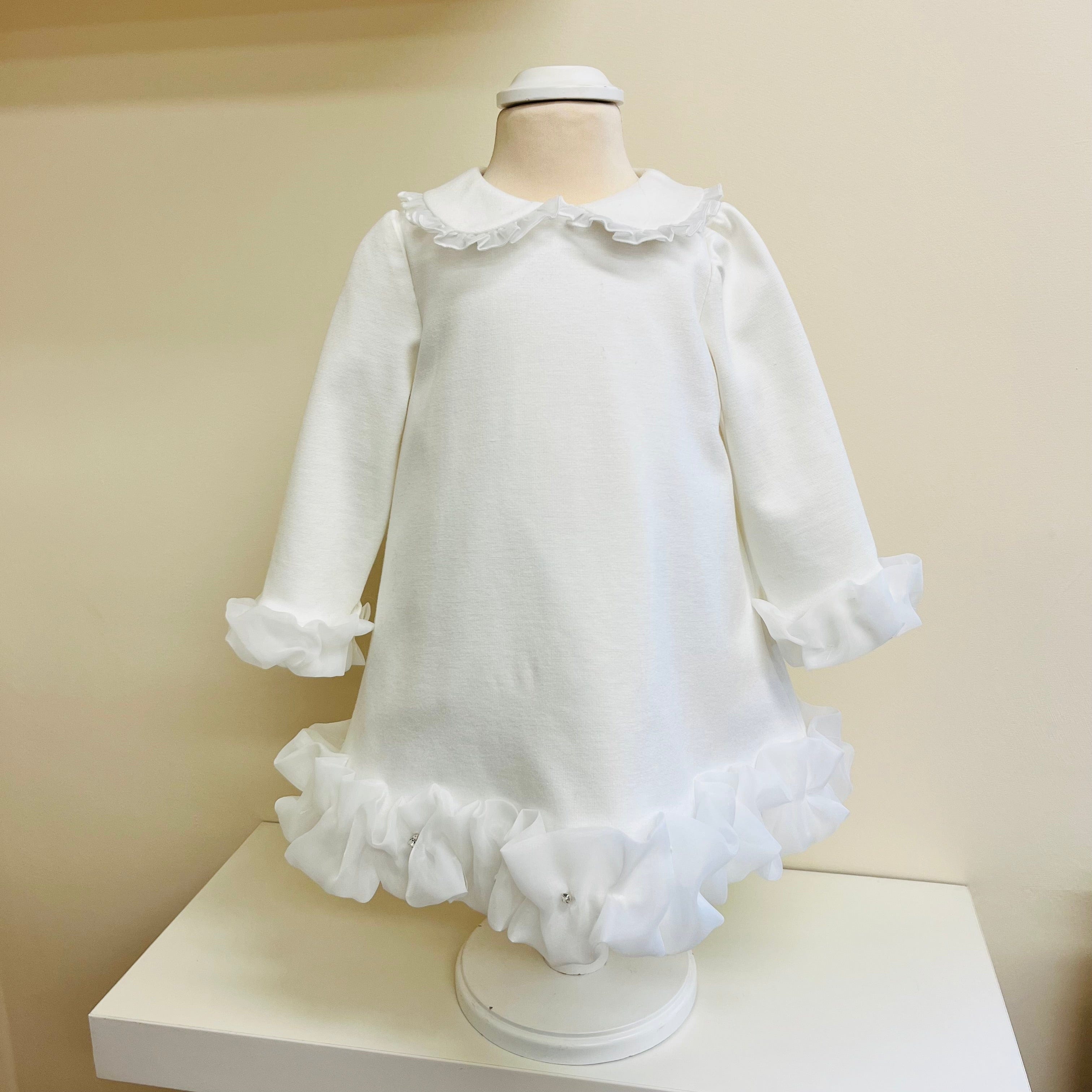 Bimbalo - Pearl Detail Ruffle Dress - Cream