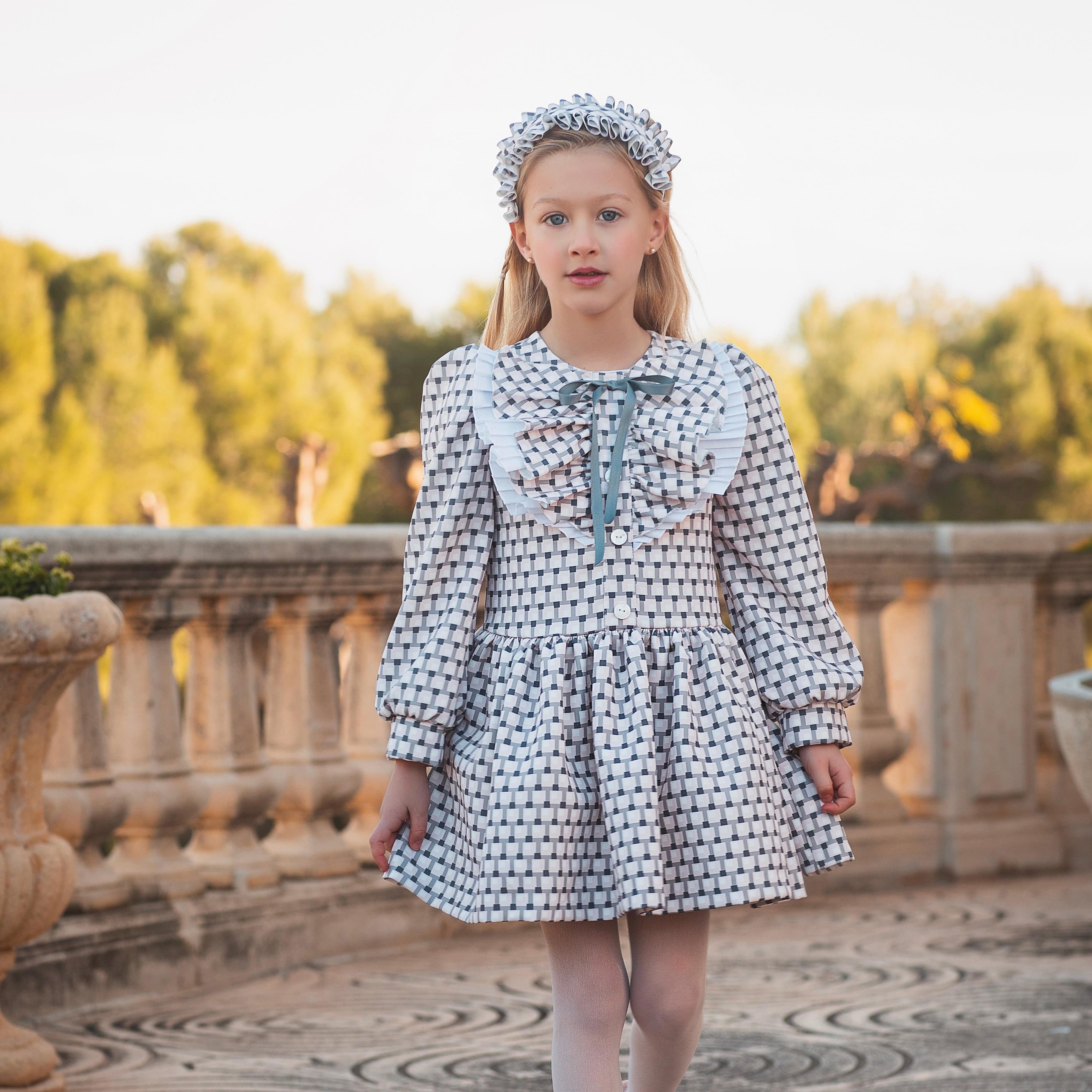 MERAKI - Girl Dress Geometric - Blue