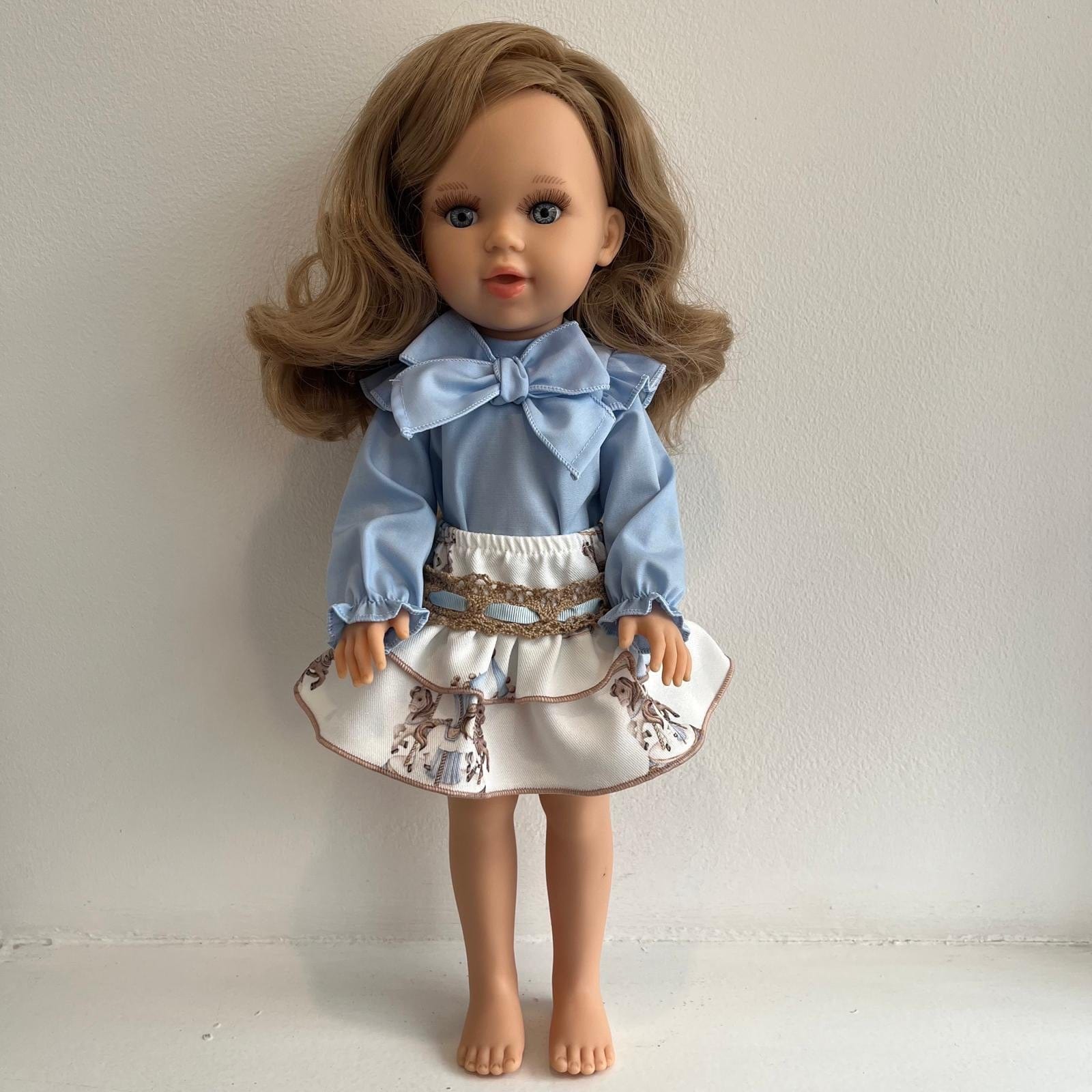 BABINE - Doll Blonde Hair Carousel Skirt Set - Blue
