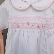 MAGNOLIA BABY - Alice Classics Smocked Babygrow & Bib - White