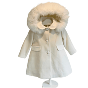 Bimbalo - Traditional Coat With Fur Hood - Cream