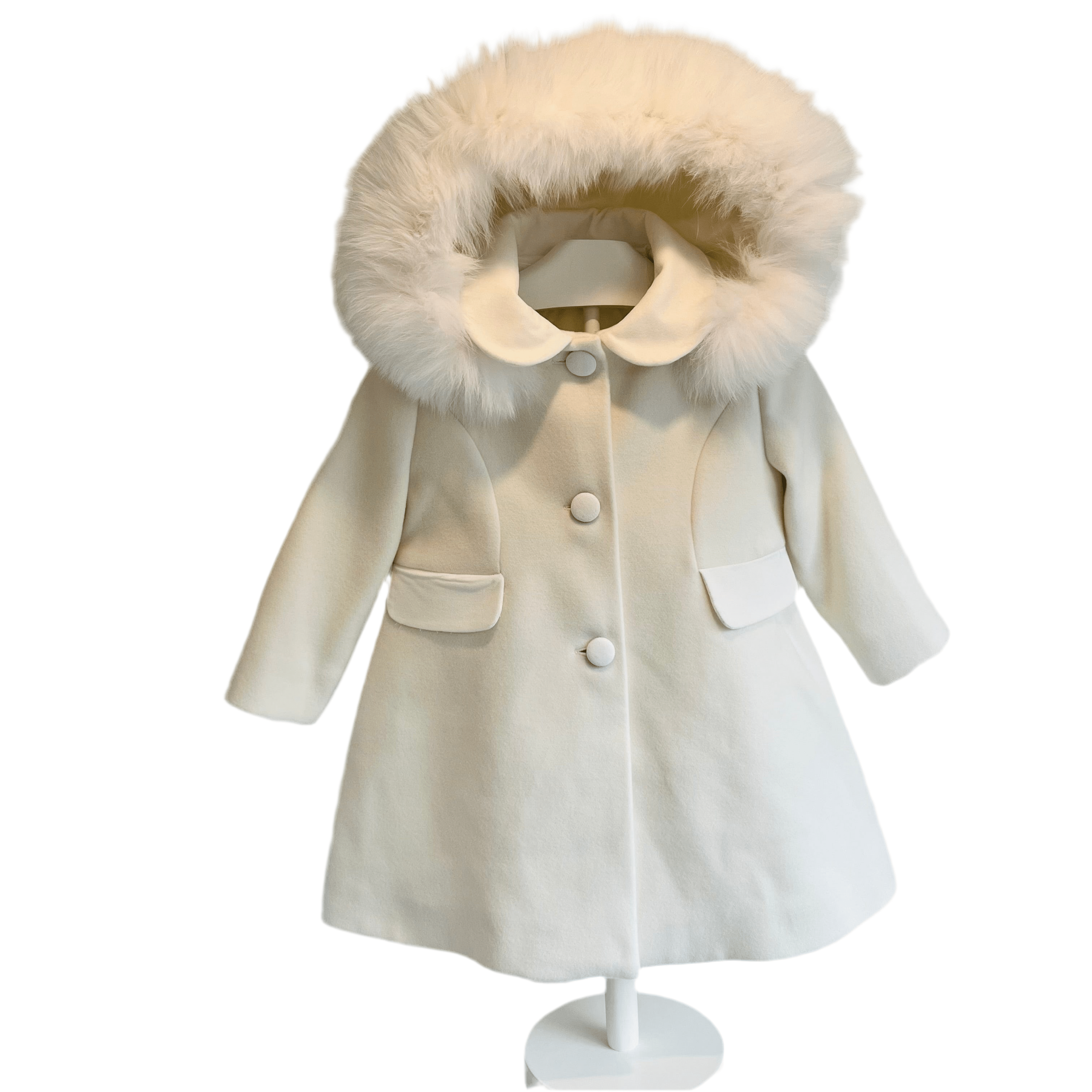 Bimbalo - Traditional Coat With Fur Hood - Cream