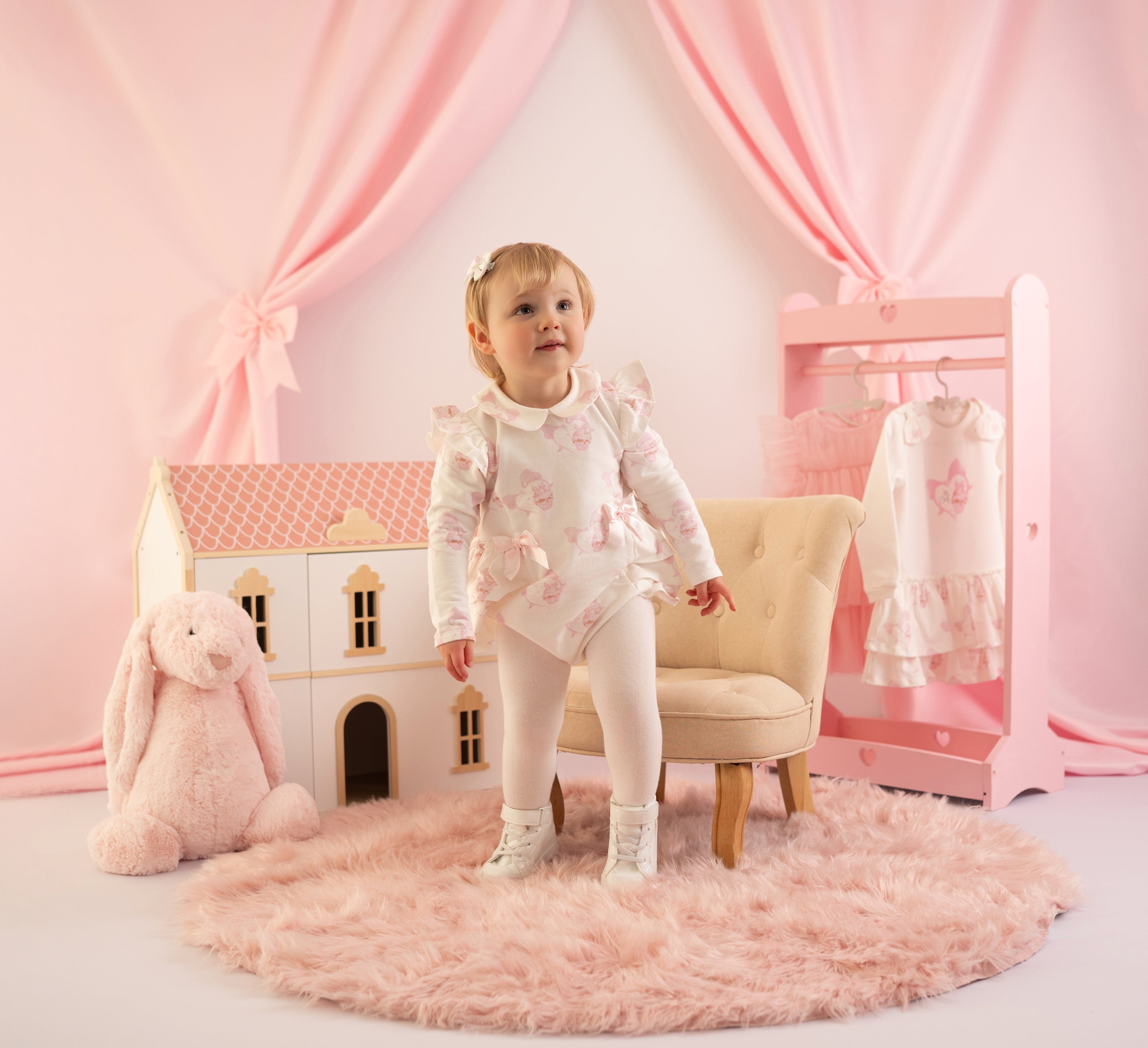 LITTLE A - Cute As A Cupcake Journey Cupcake Print Romper - Snow White