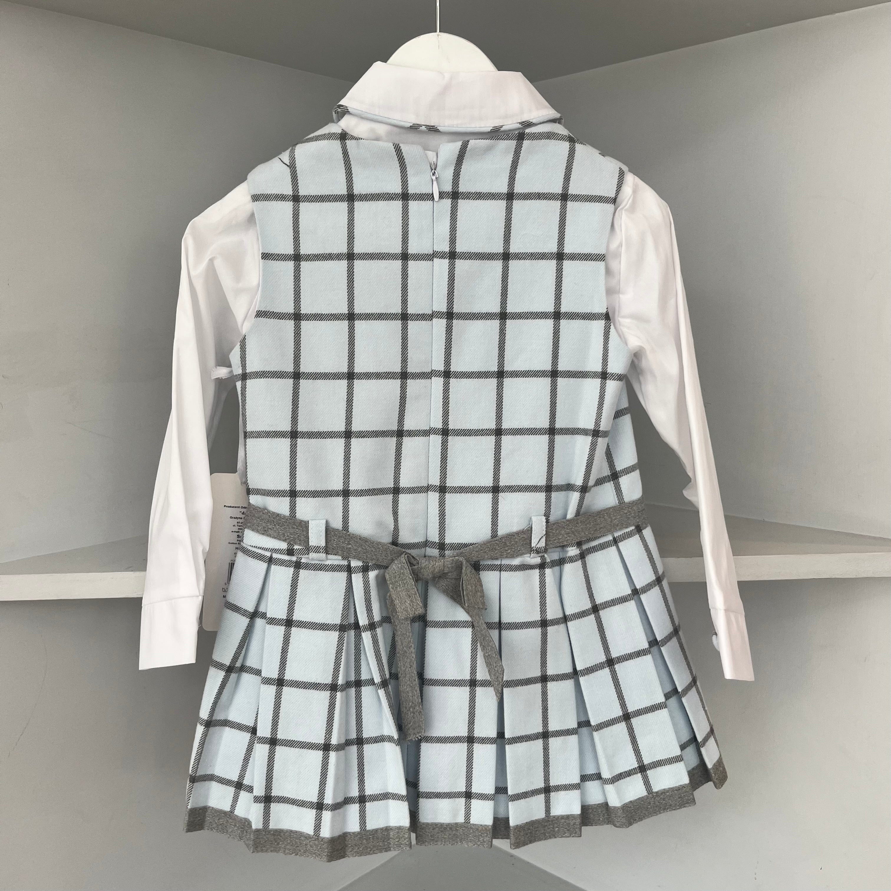 Daga - Exclusive  Check Pinafore Dress & Blouse - Blue