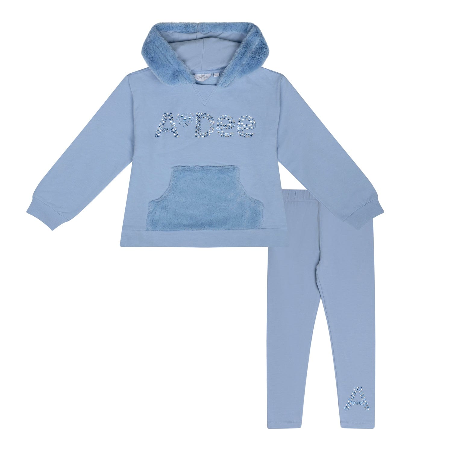 A DEE - A Dee On Ice Peaches Faux Fur Hoody Set - Iced Blue