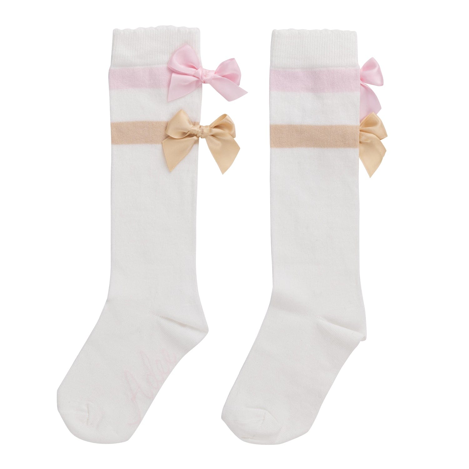 A DEE - Abstract Teddy Sissy Bow Knee High Socks - Snow White