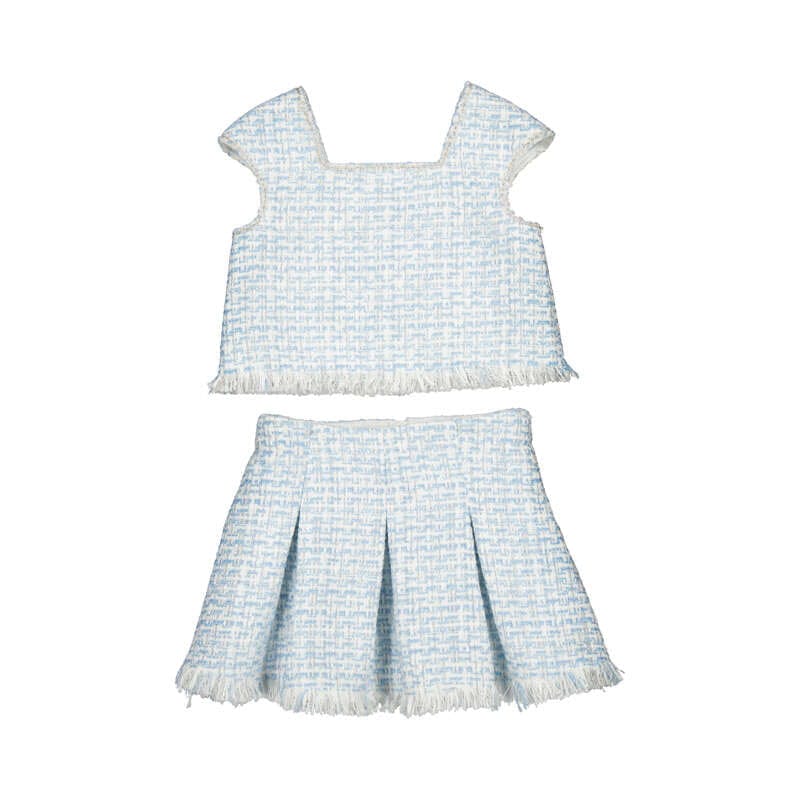 ABEL & LULA -  Tweed Skirt Set - Sky Blue