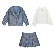 ABEL & LULA - Tweed Jacket Blouse & Skirt - Blue
