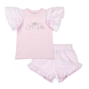 A DEE - Coco Heavenly Hydrangea Frill Short Set - Pink Blossom