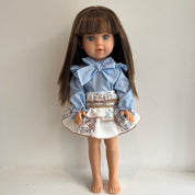BABINE - Doll Brown Hair Carousel Skirt Set - Blue