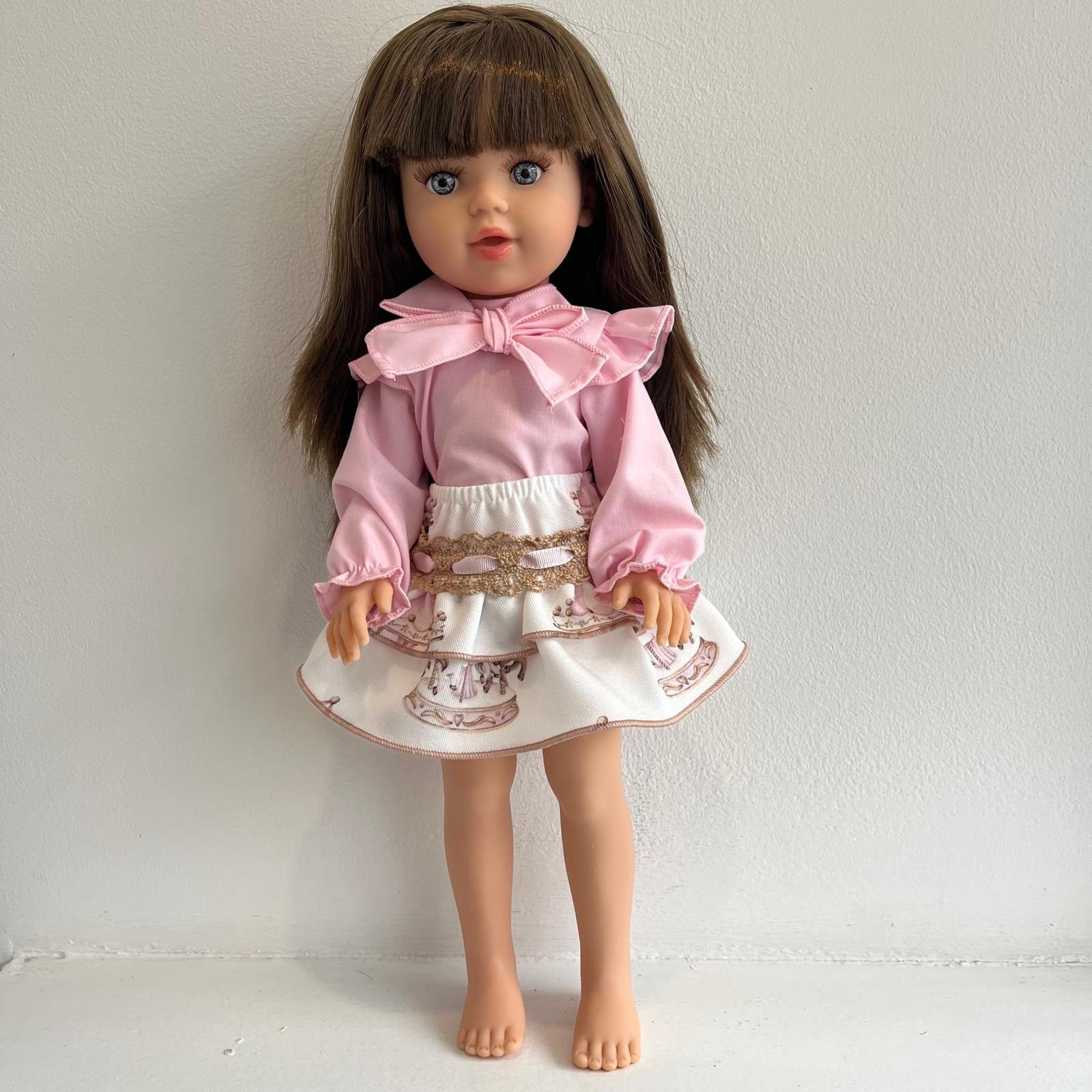 BABINE - Doll Brown Hair Carousel Skirt Set - Pink